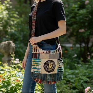 Bohemian Sun Patchwork Crossbody Bag - Multicolor